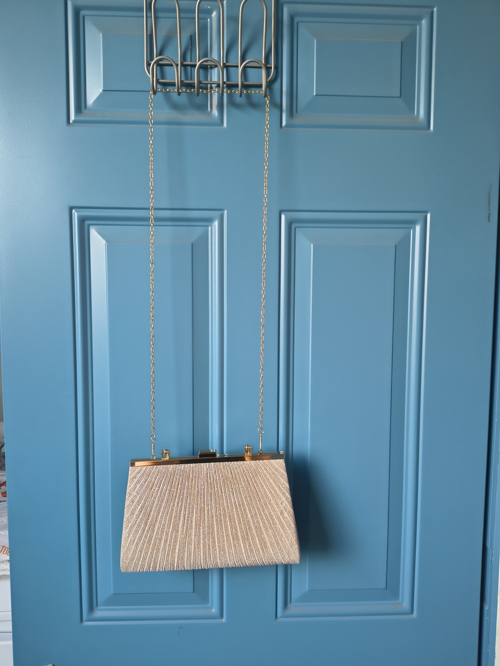 Gold Evening Clutch with Chain Strap